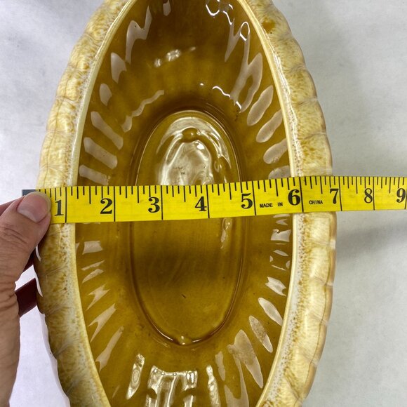 Vintage Jenkins Ceramics Yellow Drip Oval Pottery Planter Bowl - Picture 8 of 9